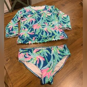 Lilly Pulitzer Girl's Margo UPF 50+ Rashguard Set Size 14